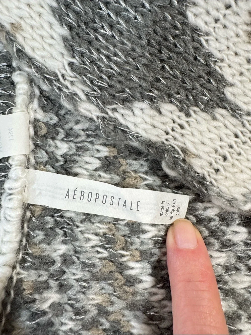 Aeropostale Large Gray, Taupe and Cream Knit Infinity Scarf